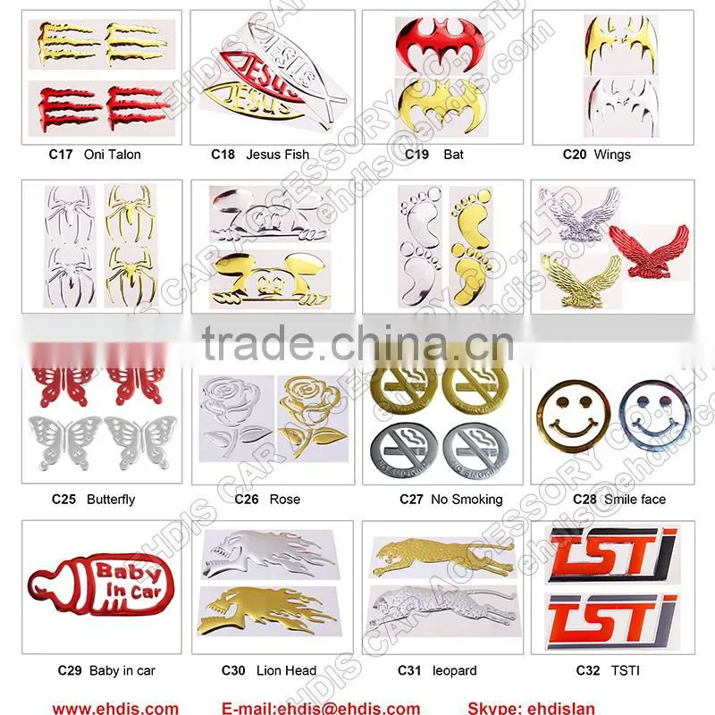 silver chrome 3d sticker motorcycle logo sticker