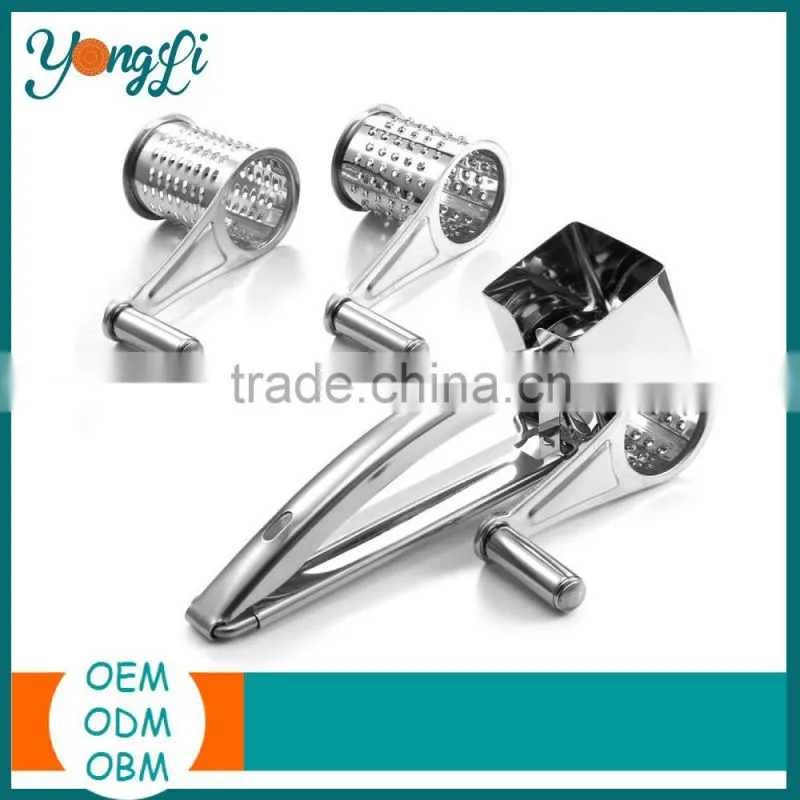 No Rust Hand-Crank Rotary Shredder 18/8 Stainless Steel Rotary Cheese Gater