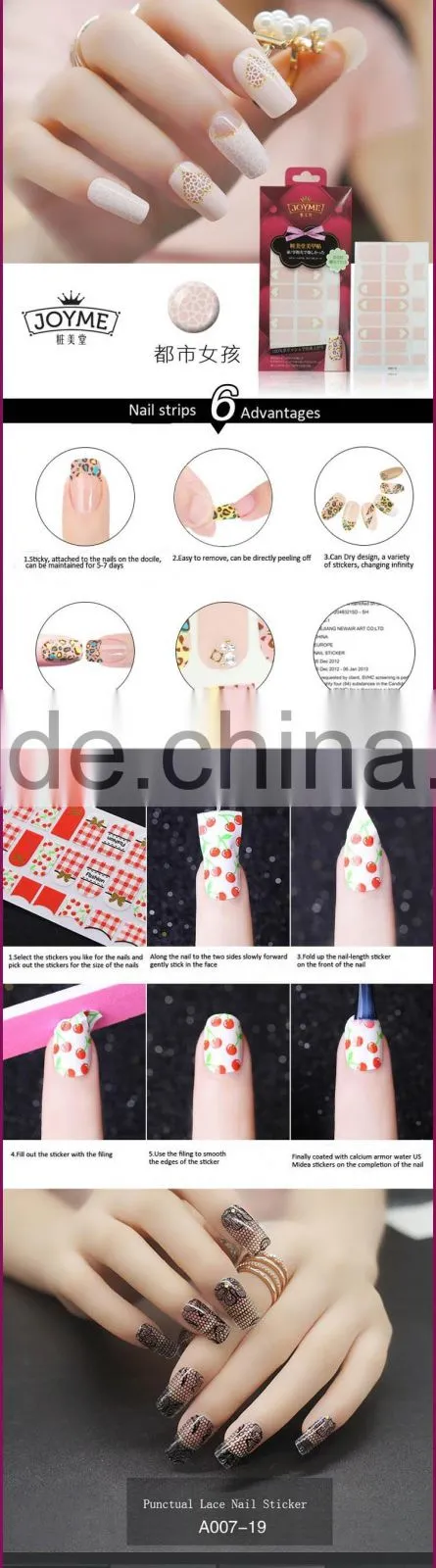 New Air Wholesale 2D Nail Art stickers Bling Lattice type design nail warps