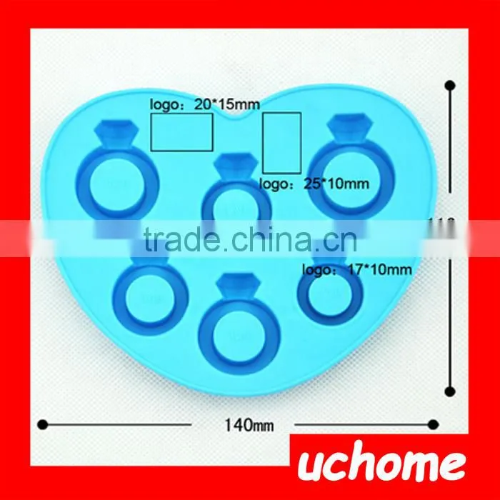 UCHOME Lovely Silicone Diamond Ring Ice Cube Tray/food-grade Chocolate Mold,Blue