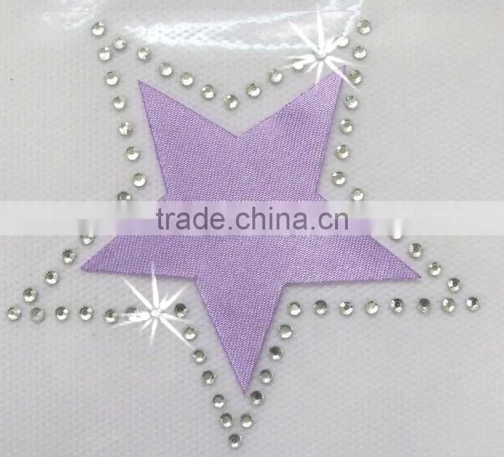 Satin fabric hotfix custom motif design crown design on t shirt