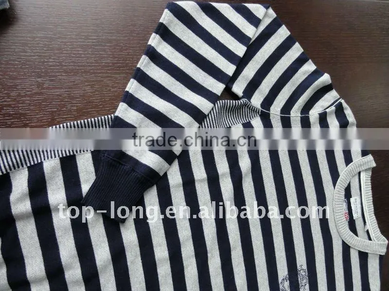 100%cotton stripe men's pullover sweater