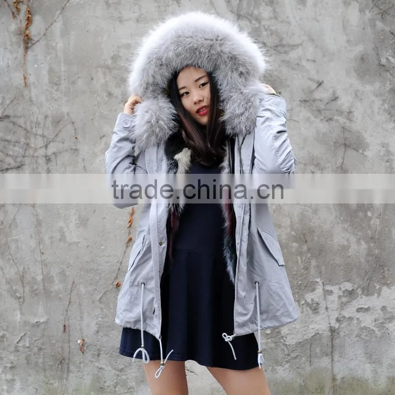 CX-G-P-05J Fox Fur Lining Raccoon Fur Collar Women Winter Fur Parka