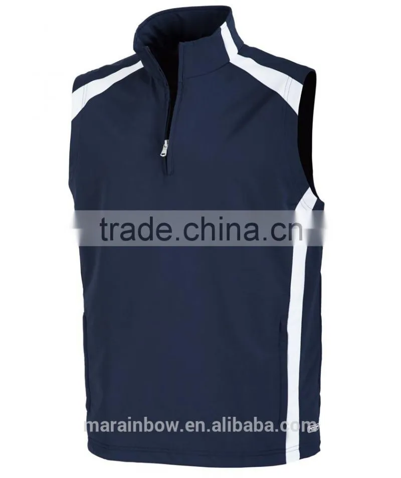 Unique contrasting color blocked accents sleeveless Wind & water-resistant golf vest for men