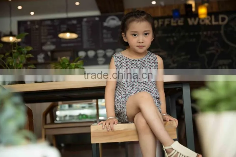 new fashion girl sleeveless set chifon blouse set for baby girl printed flower dress jumpsuit