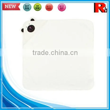China wholesale supplier white terry applique organic cotton baby hooded bath towel terry towel with dobby border