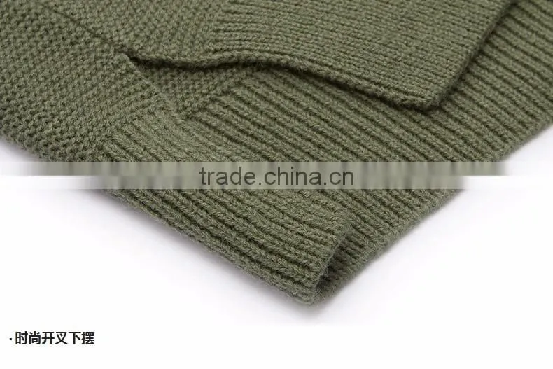 2017 new design style women green color turtleneck long sleeve pullover sweater