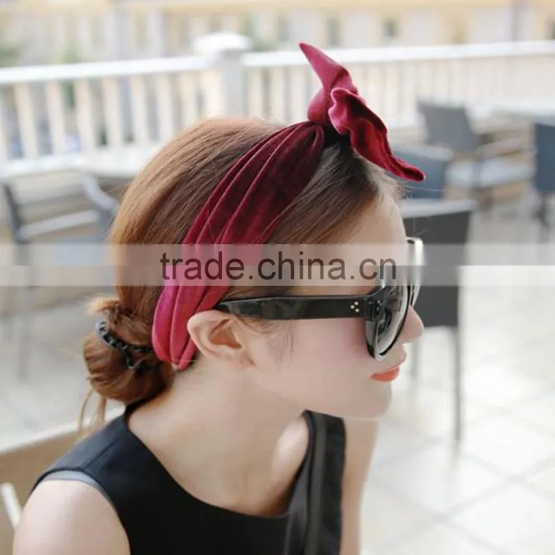 Fashion Women Velvet Headbands Rabbit Ears