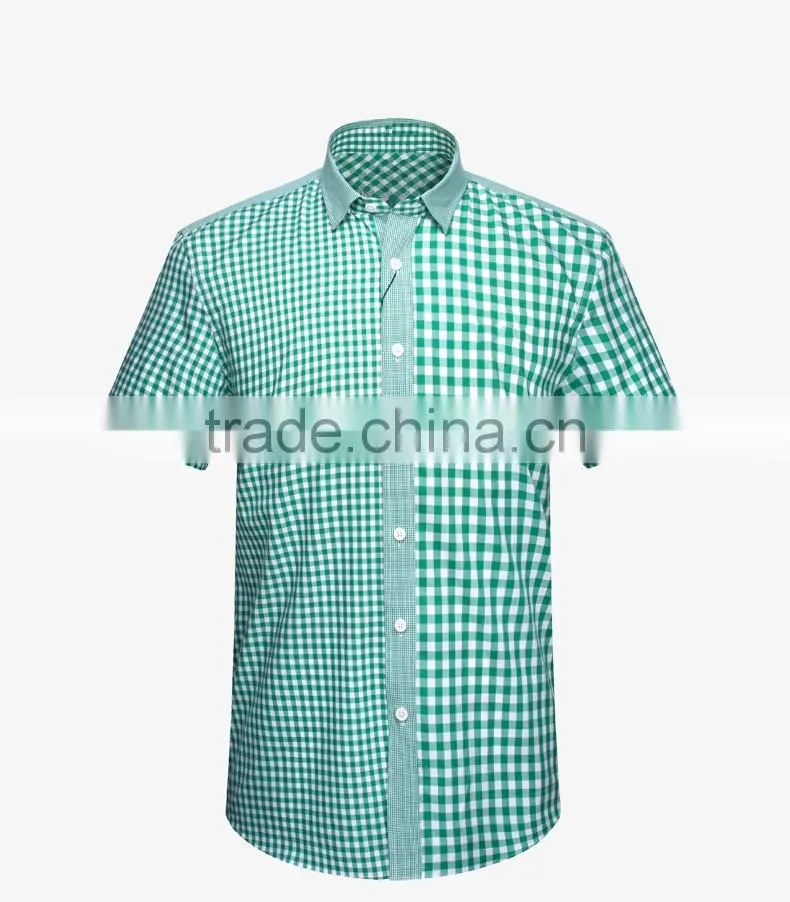 2017 short sleeve gingham shirts for boys youth