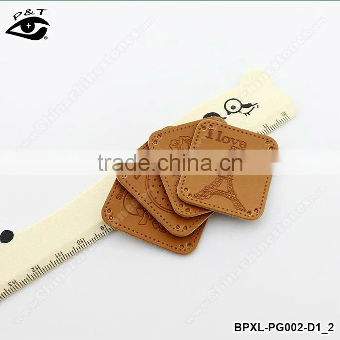 Square shape PU leather label design for clothing