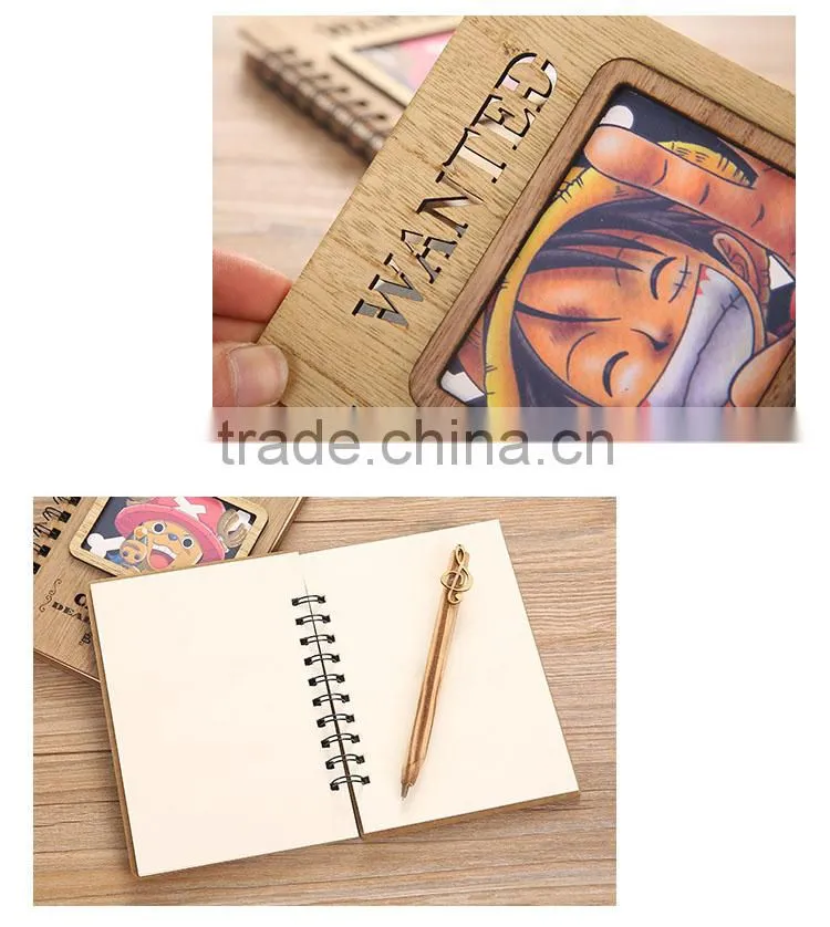 One Piece Luffy Cartoon Wooden Birthday Gift Anime Notebook For Student