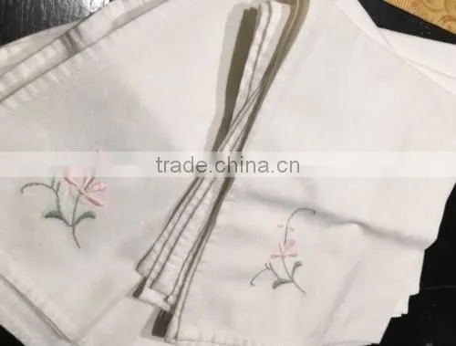 customized fancy white embroidery table linen napkins