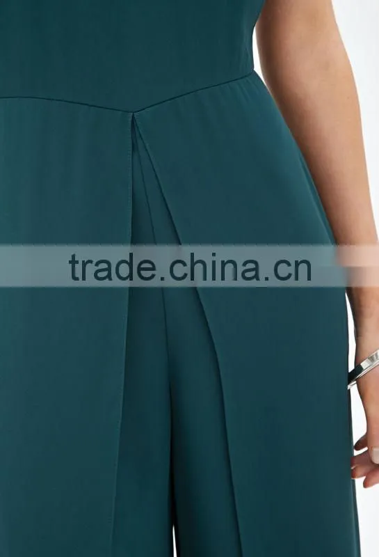 2015 Ladies Classic High Leg Slit Chiffon Wide Length Jumpsuit