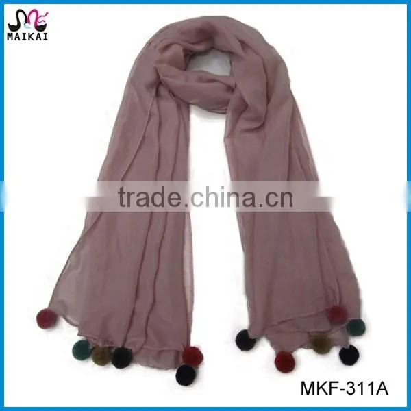 Elegant women's fashion two tone crinkled viscose scarf