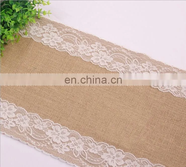 Decorated Lace Burlap Christmas Table Runner