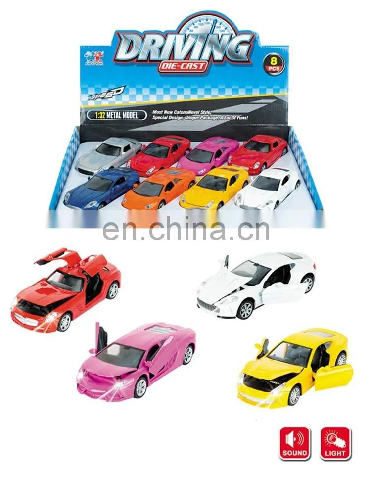 Metal car 1:32 diecast pull back cars with open door model car