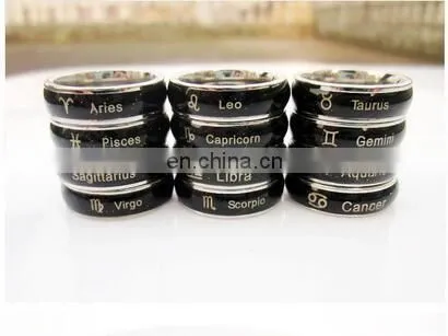 Aquarius Zodiac Ring Titanium Steel Couple Temperature Change Color Mood Ring