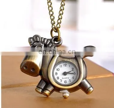 godbead Charming Design Classic Quartz Antique Pony Pendant Children Pocket Watch Necklace retro pocket watch wholesale