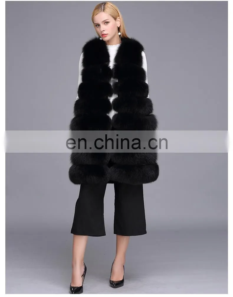 Ladies Wholesale Women Real Fox Fur Sleeveless Long Vest