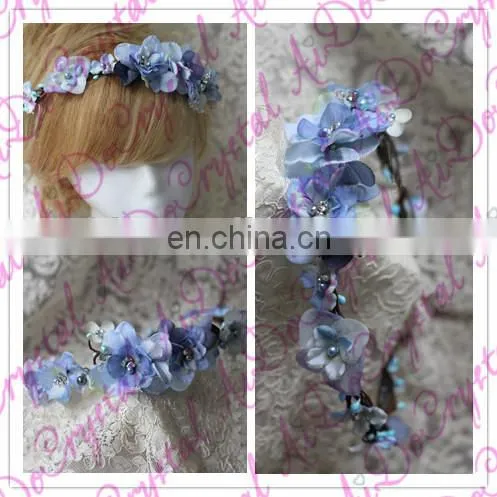 Aidocrystal elegance blue artificial flower crown fascinators, wedding party tiaras for women