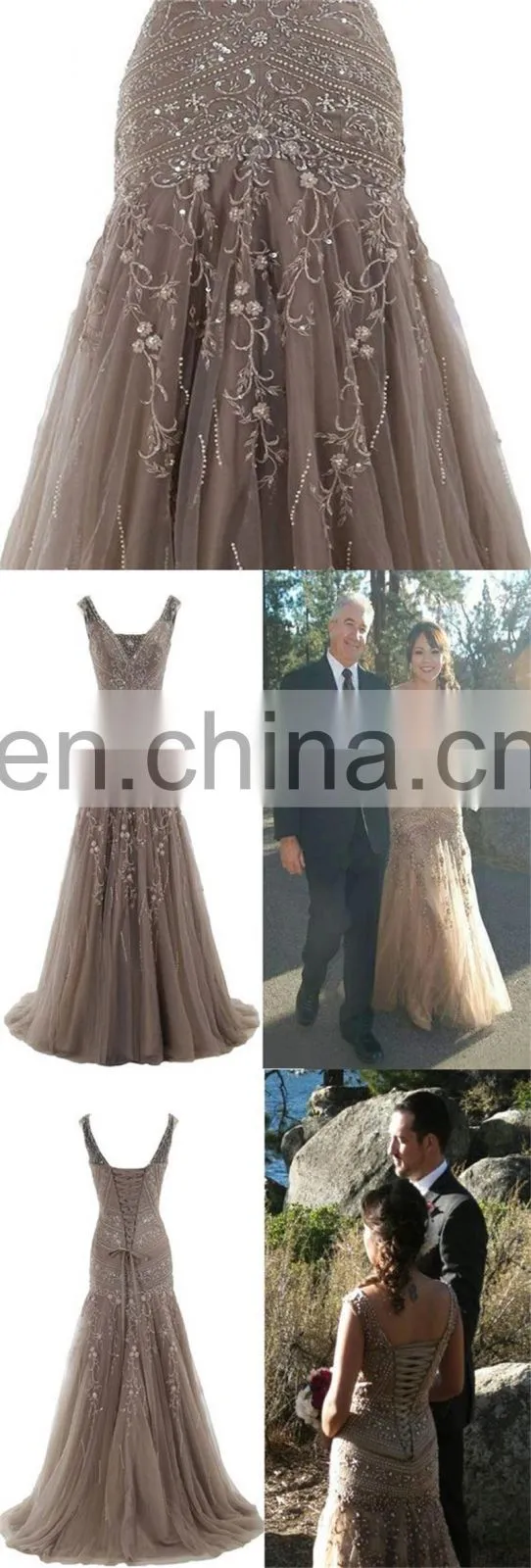 Vintage V-Neck Mermaid Evening Dresses Formal Long Mother of The Bride Dress Prom Gown Vestidos