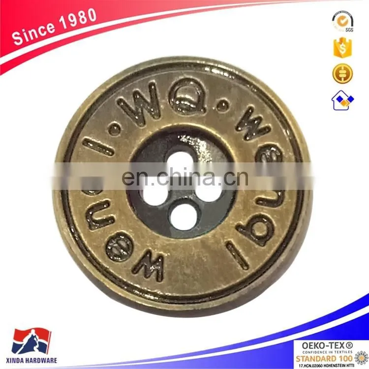 Manufacturer of custom metal alloy garment sewing buttons