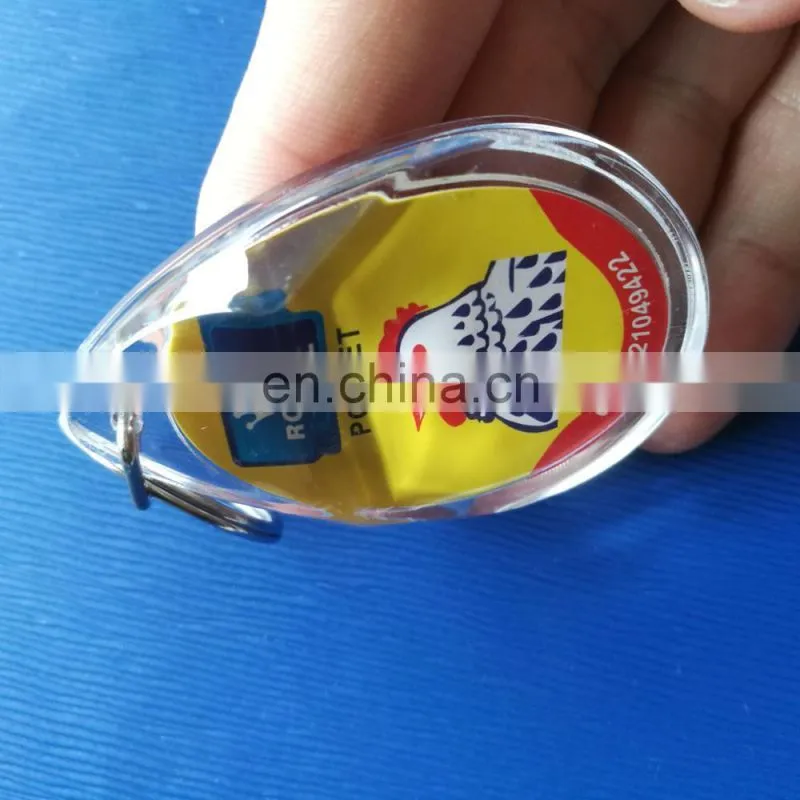 High Quality photo insert oval shape acrylic keychain