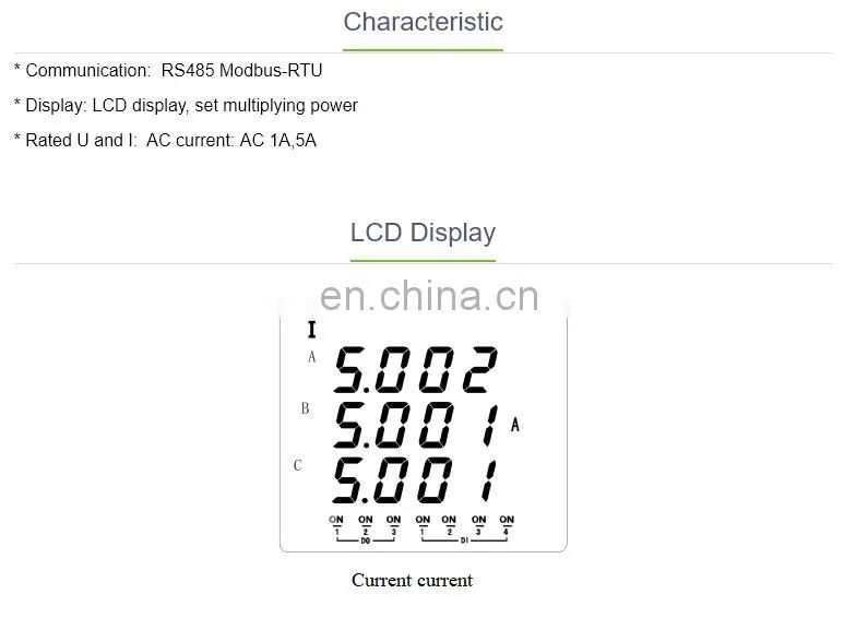 three phase Acrel AMC72L-AI3 lcd display digital programmable ammeter