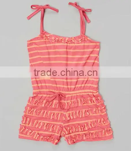 2014 Wholesale baby bubble Ruffle Tie Romper