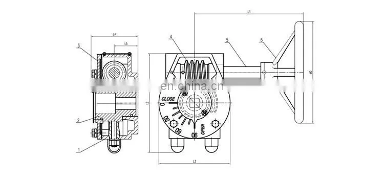 Bundor HT200 waterproof 50:1 worm gear box for valves with handwheel
