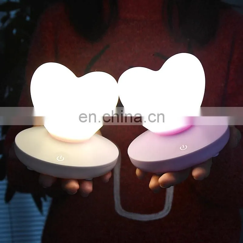 Amazon hot sale silicone heart shape led romantic atmosphere lamp for gift