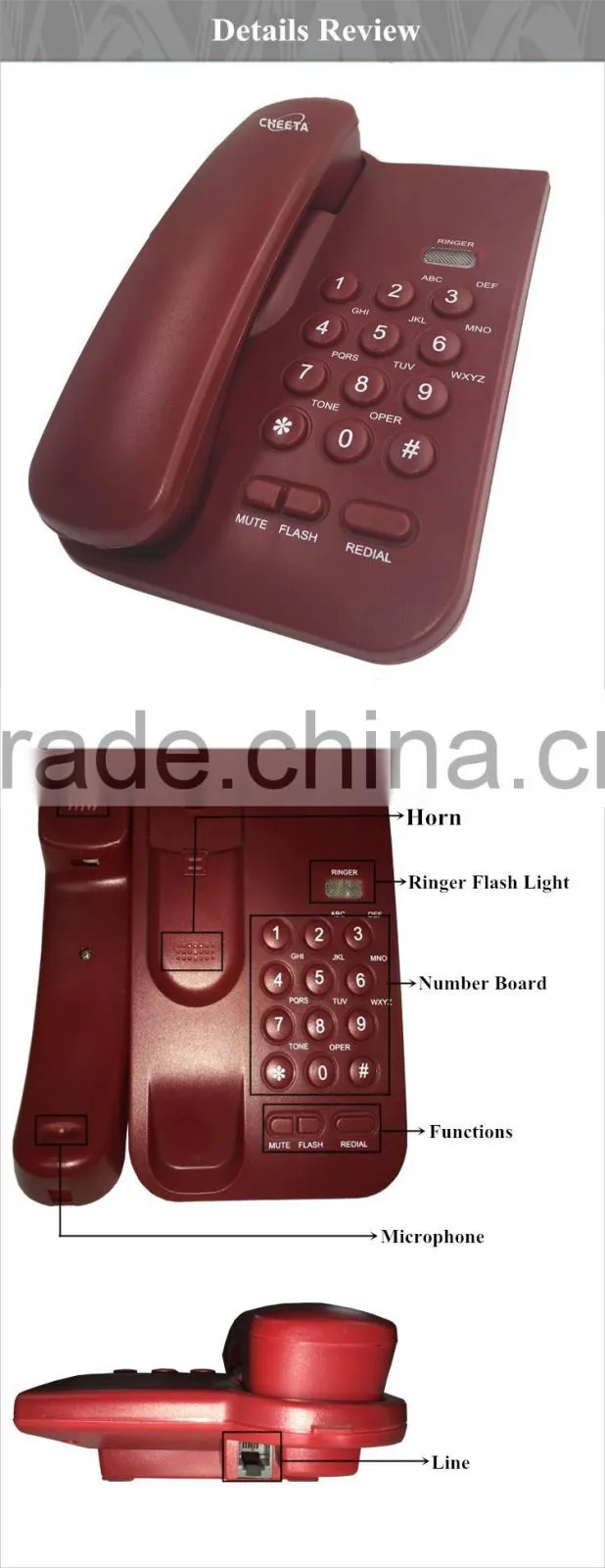 Basic designer corded analog phone for home and office