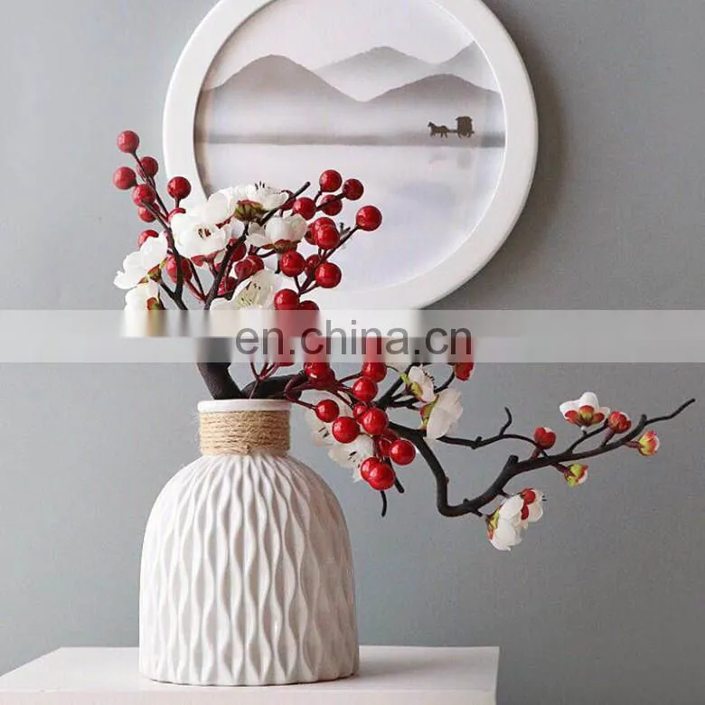 Modern Flower Vase Imitation Ceramic Flower Pot Decoration Home Plastic Vase Flower Arrangement Nordic Style Home Decoration