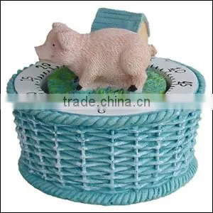 Polyresin Timer with Pig on the Top