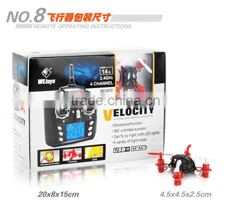 Newest Mini Quadcopter WL Toys Velocity V272 RC Quadcopter 4.0CH 2.4GHz Control Nano Size RC Quadcopter Mini Drone 3D Rotating