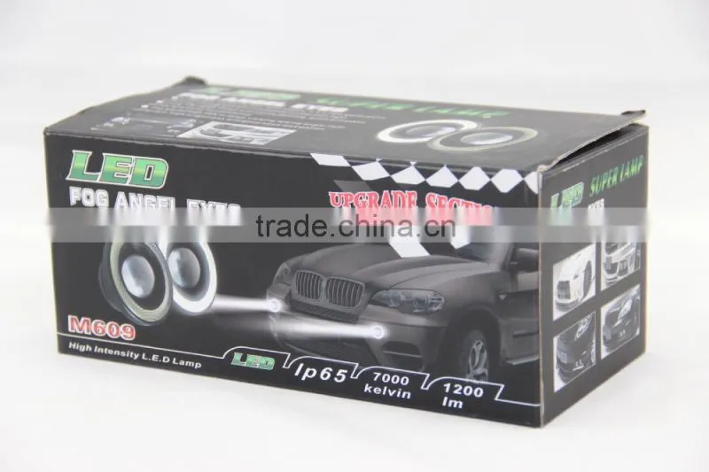 2015 guangzhou 12v 10w 3.5 inch LED fog light lamp projector lens with yellow red white blue angle eyes evil eyes