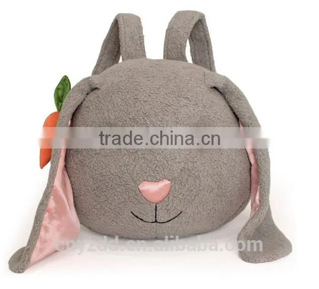 12"*12" Animal Bunny Backpack made by 100% Cotton/Plush Animated Animal Rabbit Backpack/Lovely Plush Animal Toy Backpack