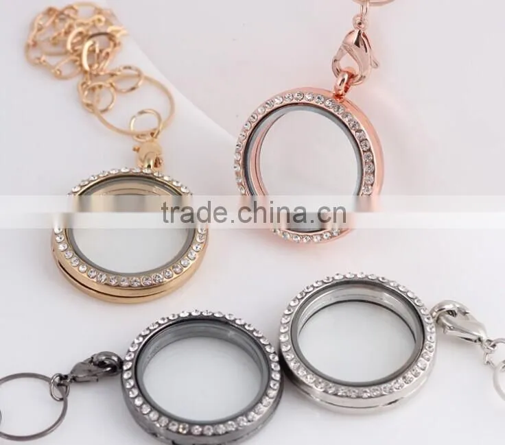 2015 new arrival colorful heart shaped floating lockets necklace
