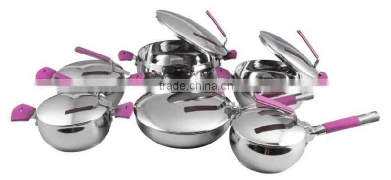 12Pcs High Quality Stainless Steel Cookware Set,colorful kitchenware sets with induction bottom