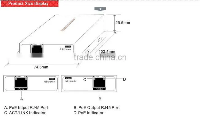 10/100/1000M PoE Extender analong coaxial converter with POE function