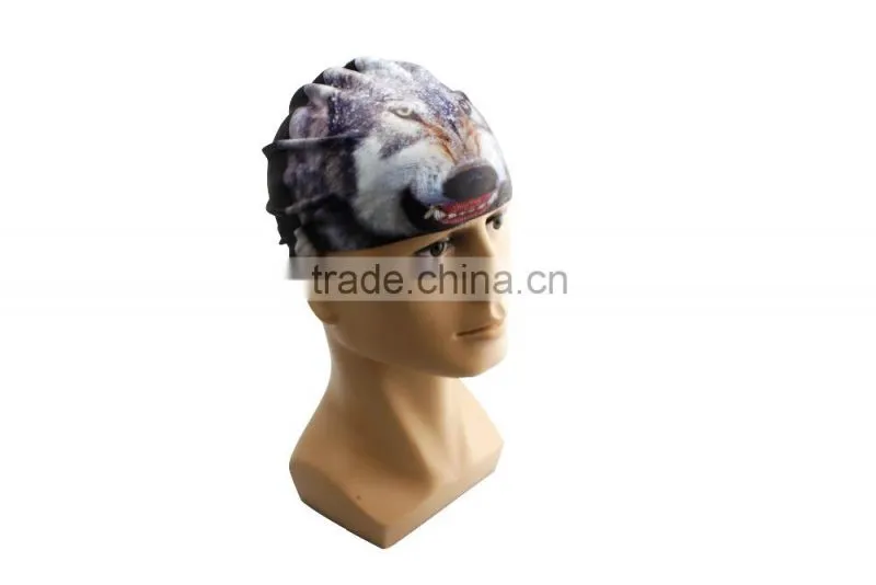 2016 newest design custom printed silicone swim cap for long hair