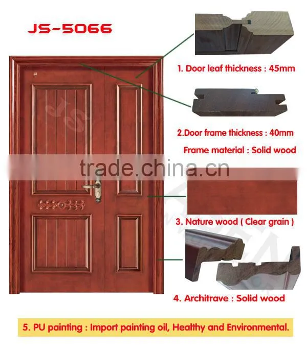 finished mahogany double swing wood door