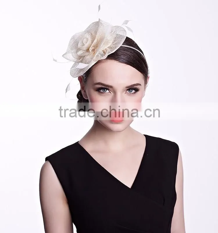 Wholesale Sinamay Hair Accessory Fascinator Floral Hat Plain for Ladies