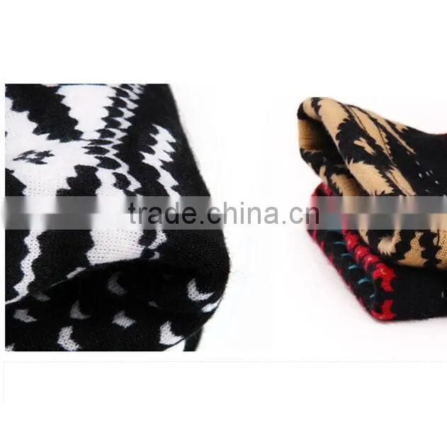 Red Black Nordic Leggings Snow flake Deer Print Fleece winter Christmas girl Leggings