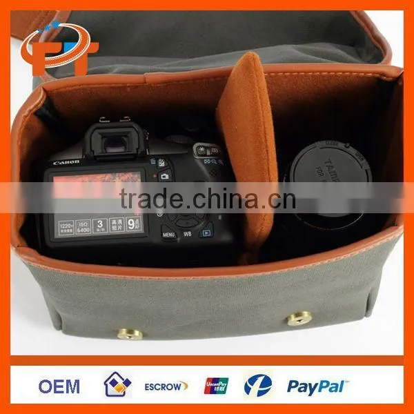 PU Leather Canvas Digital SLR Camera Bag For Nikon