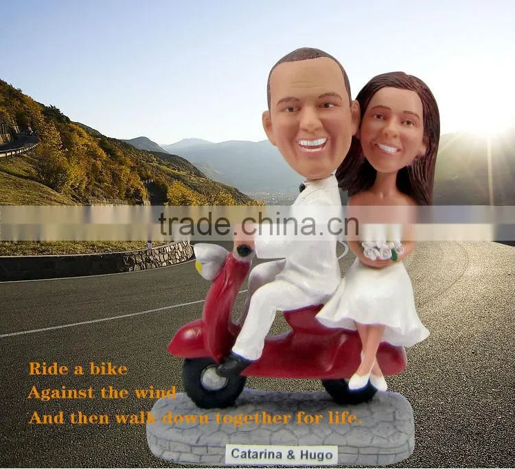 motorbike style wedding cake toppers/bobblehead