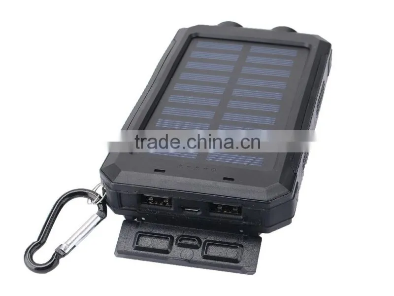 new products 2016 8000mah mobile solar charger waterproof power bank with compass