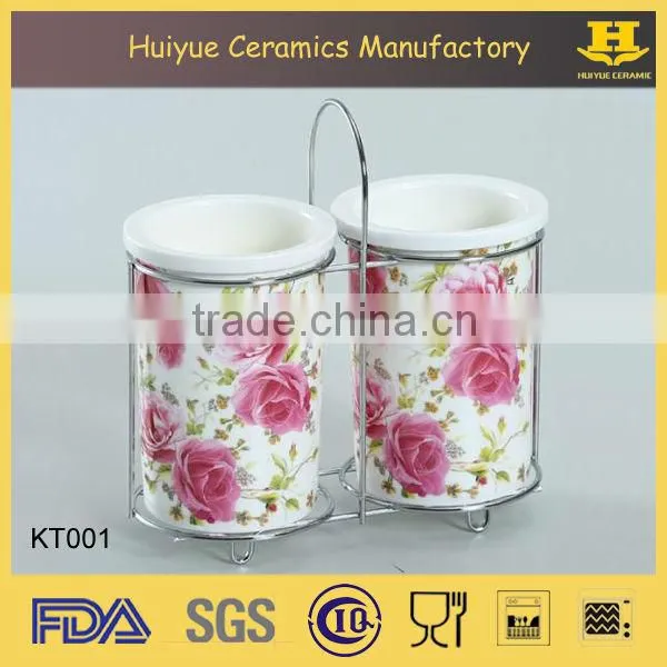 ceramic utensil holder, ceramic knife and fork holder, ceramic cutlery holder
