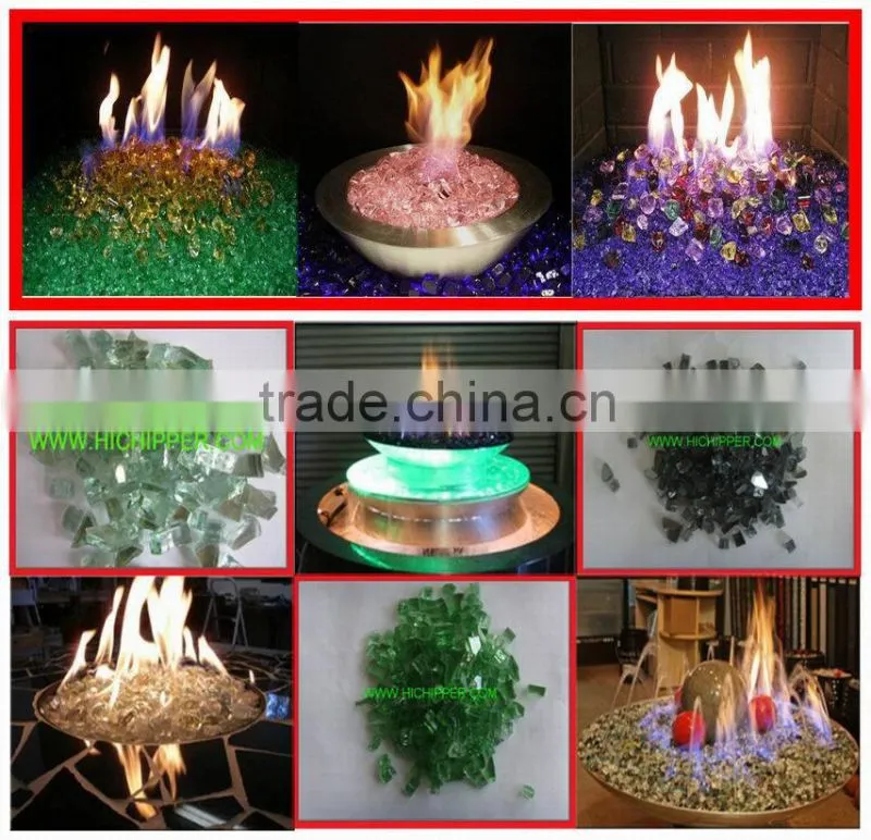 Blue colored faced diamond shape fire pit glass gem stone