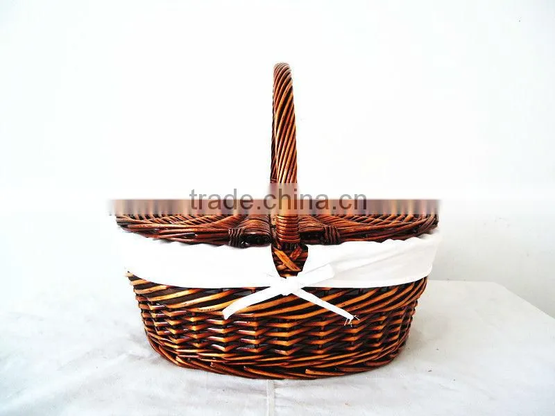 wicker picnic basket with lid and handle